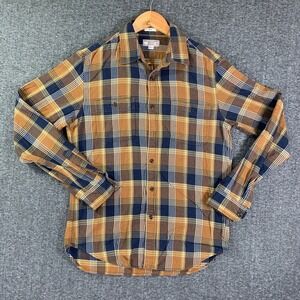 Wallace & Barnes Flannel Shirt Men Medium Slim Fit Brown Plaid Button Up